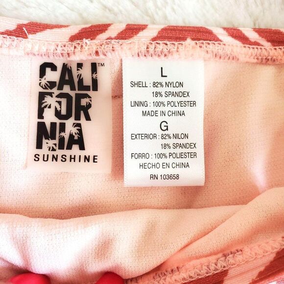 California Womens Bikini Orange L Animal Print Halter Top Belted Bottom New - Picture 2 of 4